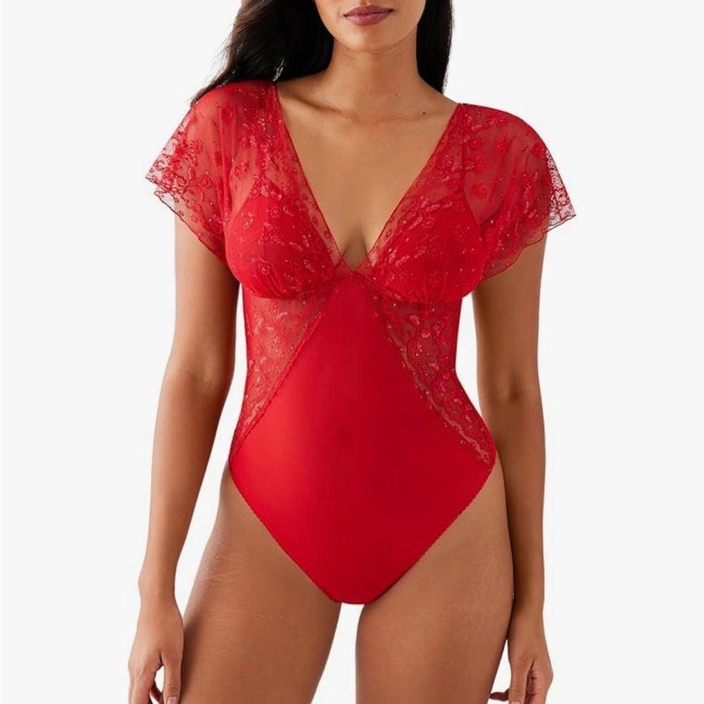 Wacoal Lifted in Luxury Thong-Back Bodysuit in Equestrian Red